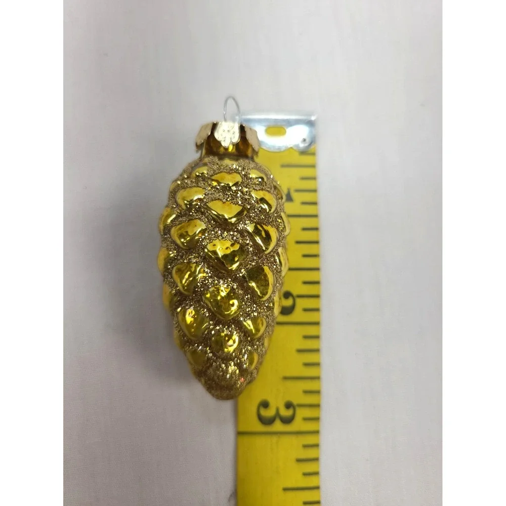 Vintage Pine Cone Christmas Ornaments Small Molded Mouth Blown Glass Lot of 9